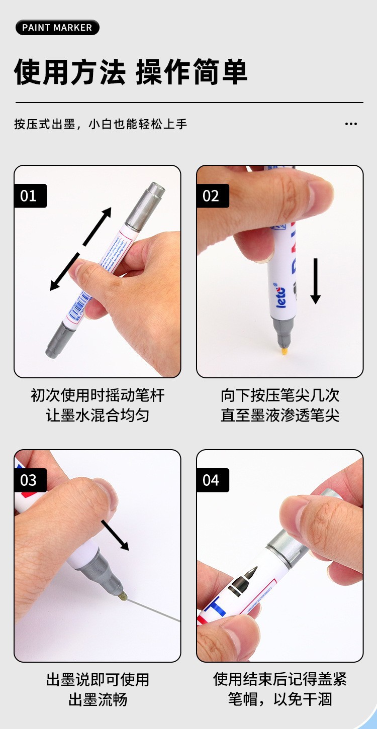 Letui doble cabeza color pintura número de nota pluma impermeable al aceite de gran capacidad sin pérdida de color marca industrial pluma de reparación de pintura pic 10