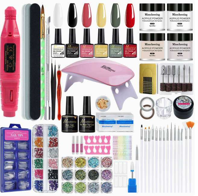 Professional nail art tools, nail polish glue set, complete grinding machine, sequins, glitter, nail plates, crystal powder, nail art tools wholesale qt0754-14
