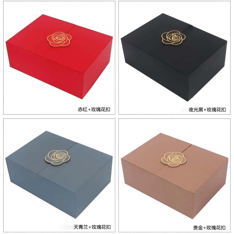 Z306# Double-opening folding box with rose buckle magnetic folding box, available in multiple colors, space-saving, no assembly required, gift box, festival gift packaging pic 1