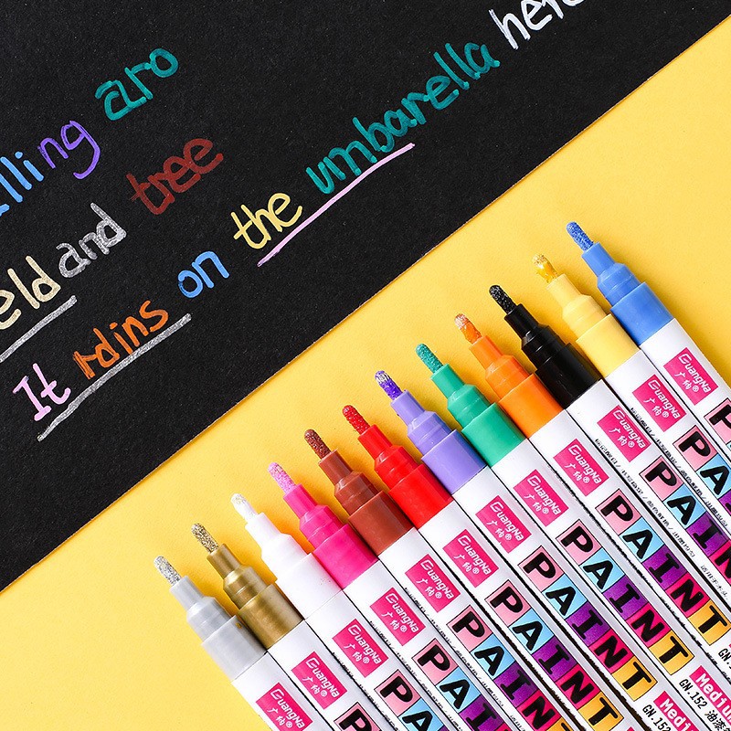 Guangna 152 color paint pen, high-temperature resistant metal marking graffiti, Ceramic DIY album, black card pen, touch-up pen details Picture