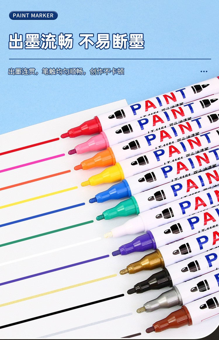 Letui doble cabeza color pintura número de nota pluma impermeable al aceite de gran capacidad sin pérdida de color marca industrial pluma de reparación de pintura pic 4
