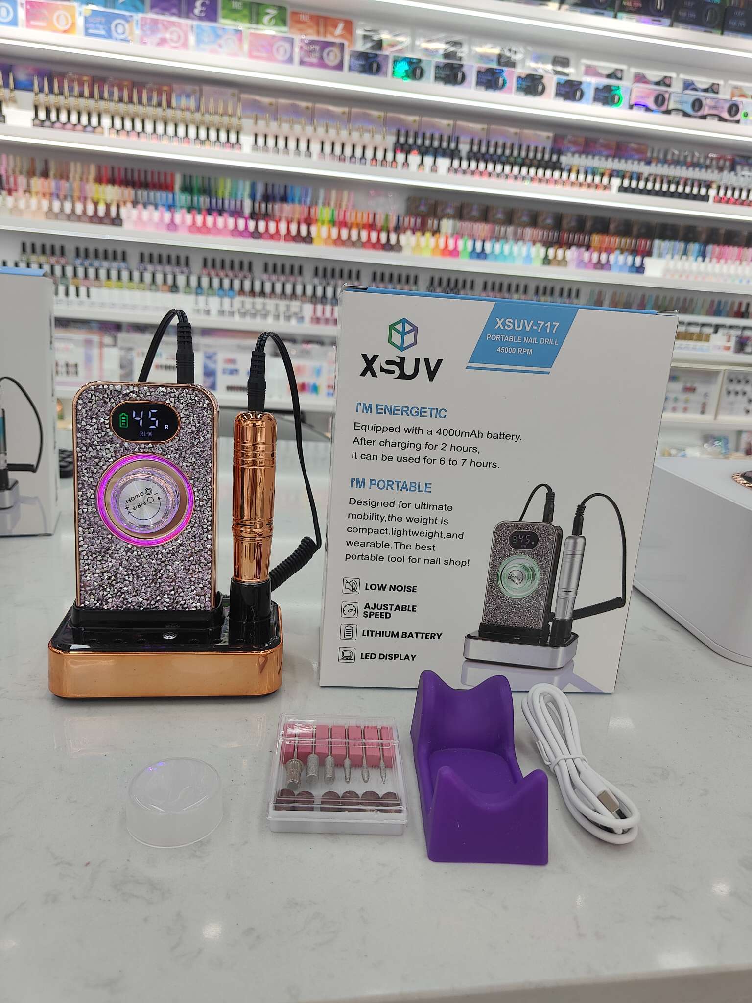 XSUV-717 Professional nail trimming portable regenerative nail grinding machine, a dedicated electric nail removal and grinding machine for nail salons, with double-sided diamond mounting Item Picture