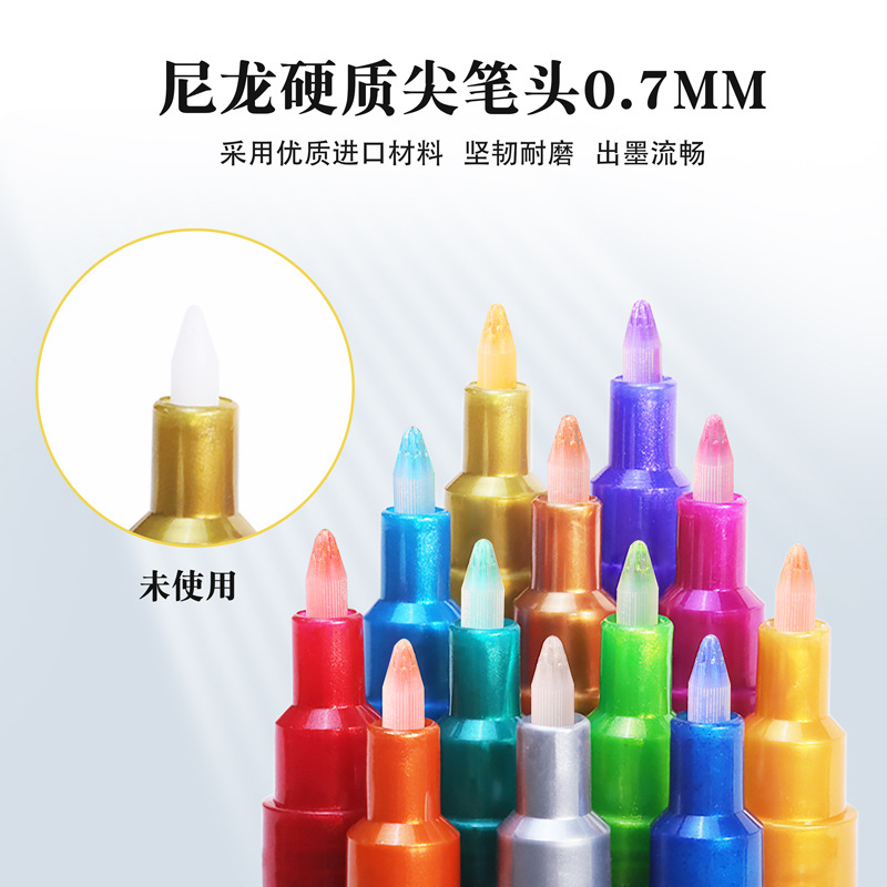 A wide range of metal-colored acrylic markers, diy models, hand-drawn graffiti touch-up pens, water-based colored paint markers Specification image