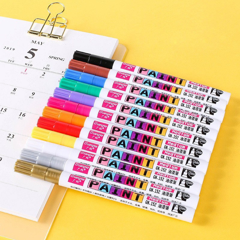 Guangna 152 color paint pen, high-temperature resistant metal marking graffiti, Ceramic DIY album, black card pen, touch-up pen Specification image