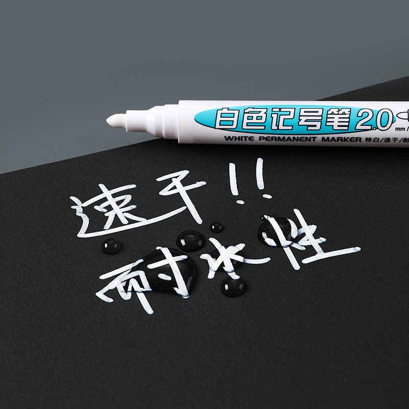 Guangna White marker pen, oil-based, waterproof, non-fading, large size, ink refilling, high-gloss paint pen, oil-based pen, quick-drying Specification image