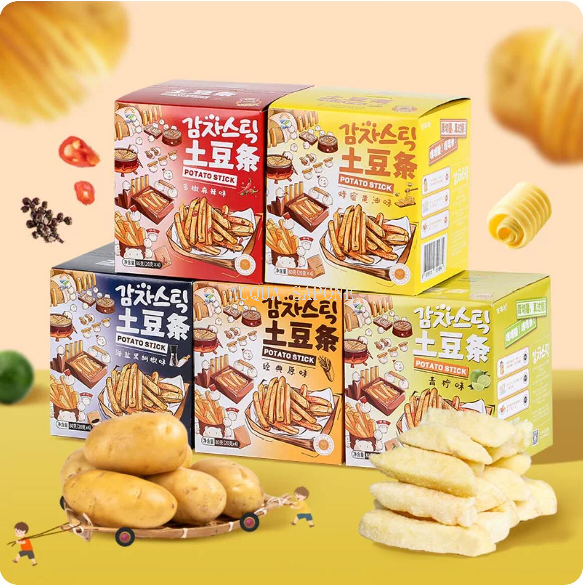 包邮！韩国九日土豆条海盐黑胡椒味80g 酥脆咸香 休闲零食非油炸
