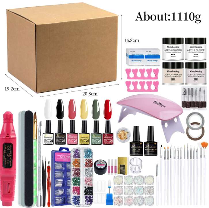 Professional nail art tools, nail polish glue set, complete grinding machine, sequins, glitter, nail plates, nail art tools wholesale qt0754-14