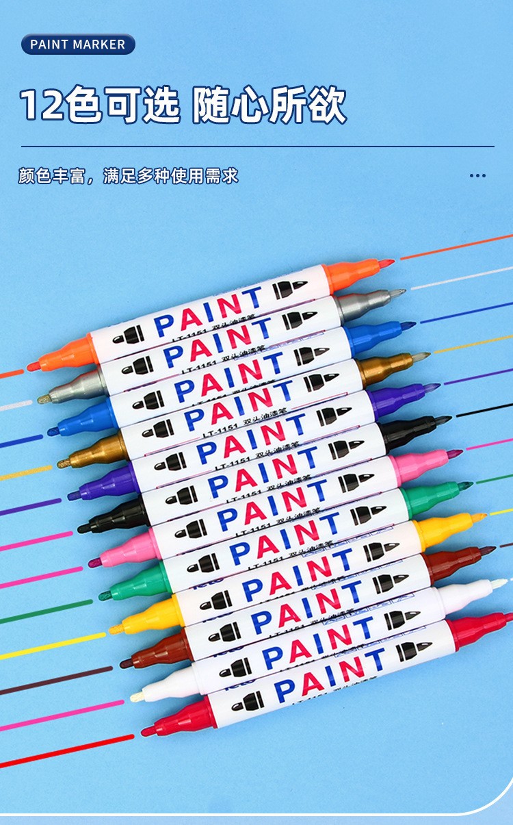 Letui doble cabeza color pintura número de nota pluma impermeable al aceite de gran capacidad sin pérdida de color marca industrial pluma de reparación de pintura pic 3