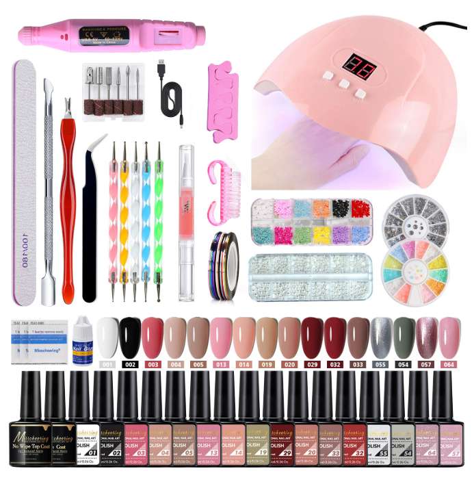 Wholesale of 35-piece nail polish glue set, nail mold brush, nail lamp tool, grinding machine set MGK-10-A