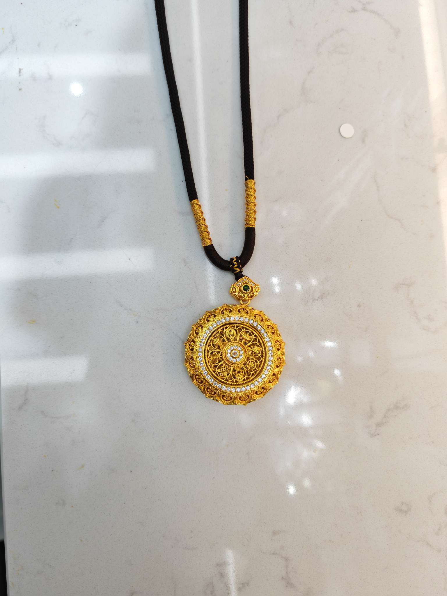 沙金如意盘吊坠手工饰品