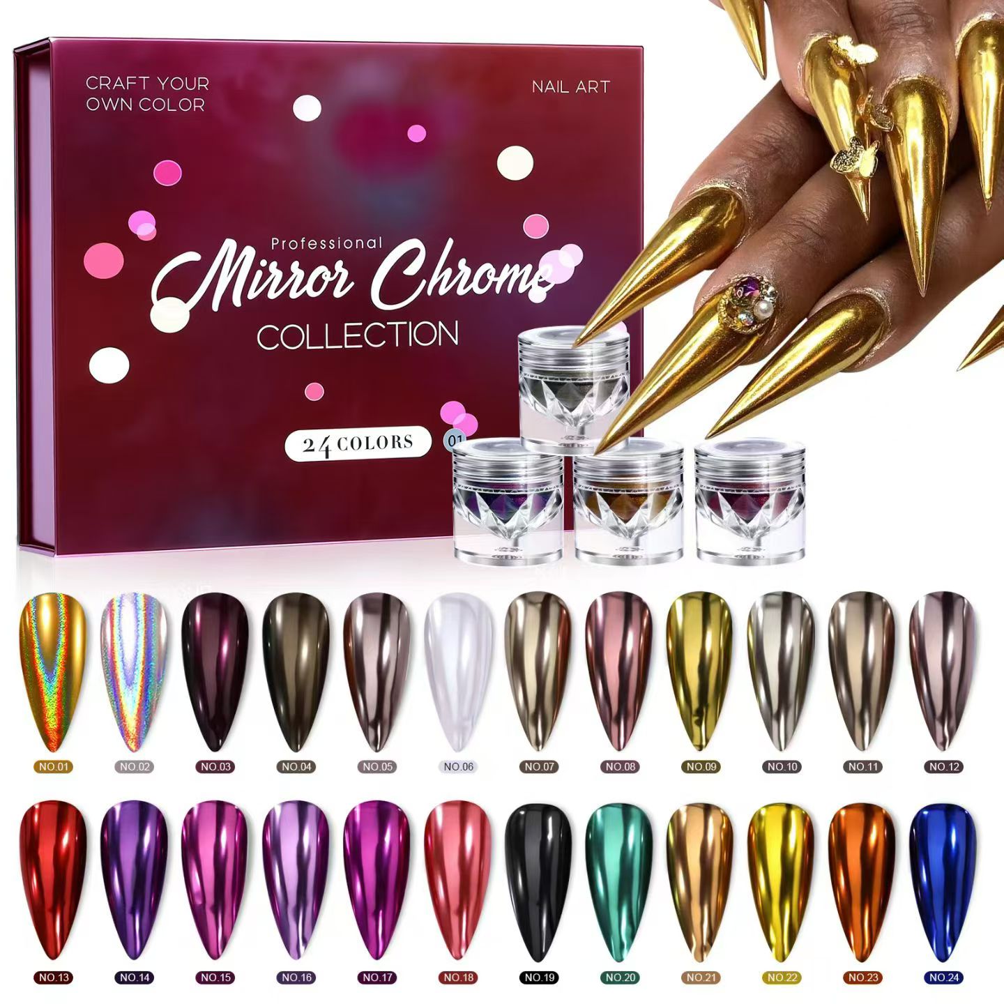 Cross-border best-selling nail art Magic Mirror Powder set, nail art Moonlight Powder, Opal high-gloss Mirror powder, Laser powder factory direct sales