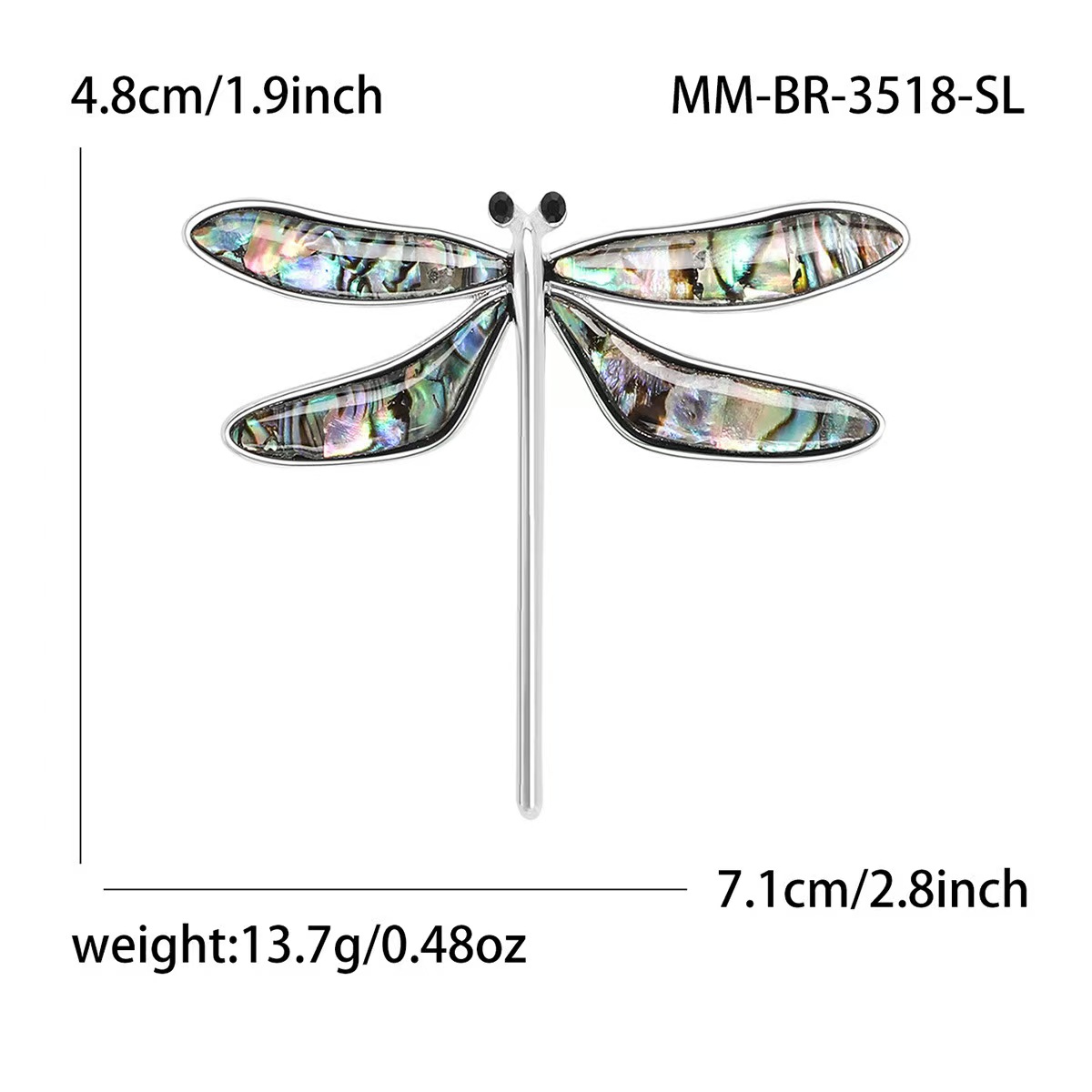 Artistic and retro dragonfly brooch, alloy emerald shell pin, suit overcoat coat pin buckle Item Picture