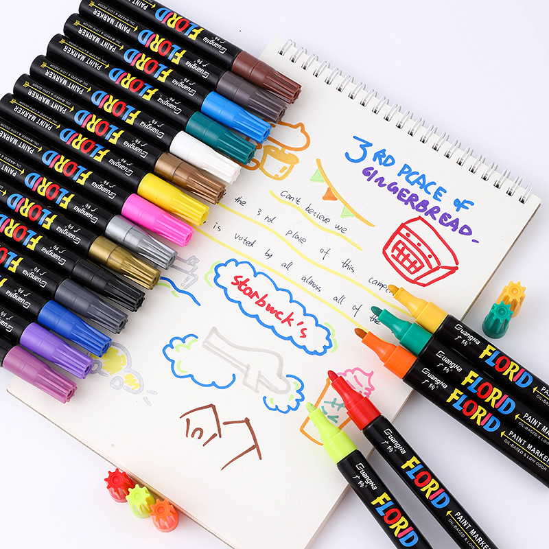 Guangna multi-functional colored oil-based marker pens, non-fading marker pens, painting, graffiti, touch-up, waterproof paint pens details Picture