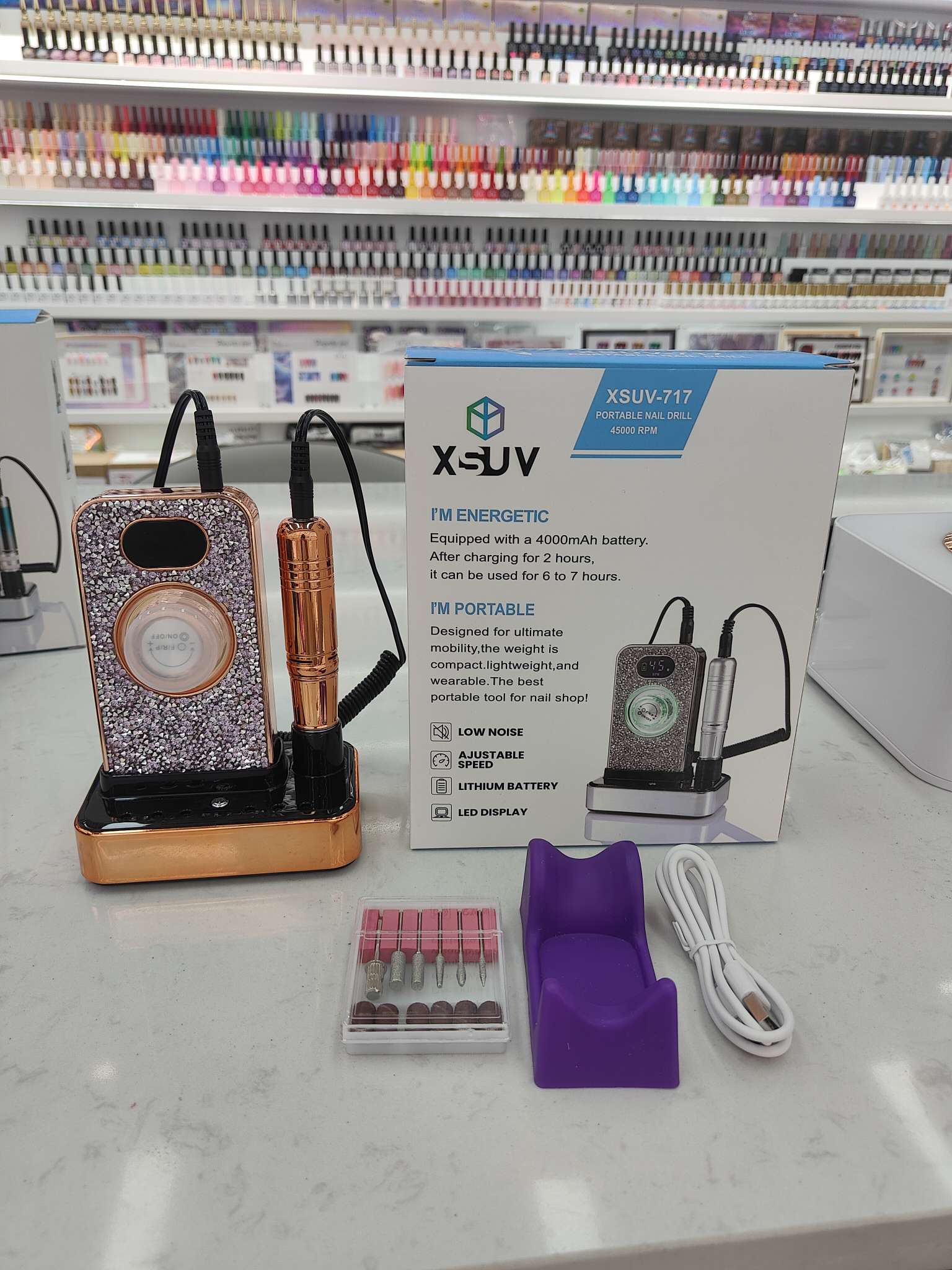 XSUV-717 Professional nail trimming portable regenerative nail grinding machine, a dedicated electric nail removal and grinding machine for nail salons, with double-sided diamond mounting