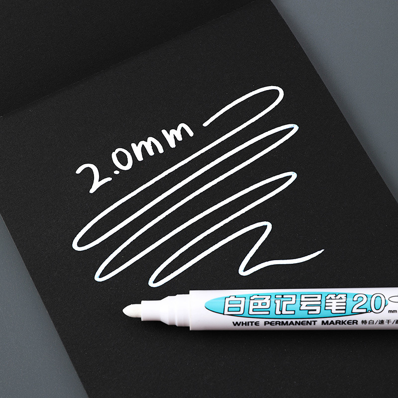 Guangna White marker pen, oil-based, waterproof, non-fading, large size, ink refilling, high-gloss paint pen, oil-based pen, quick-drying details Picture