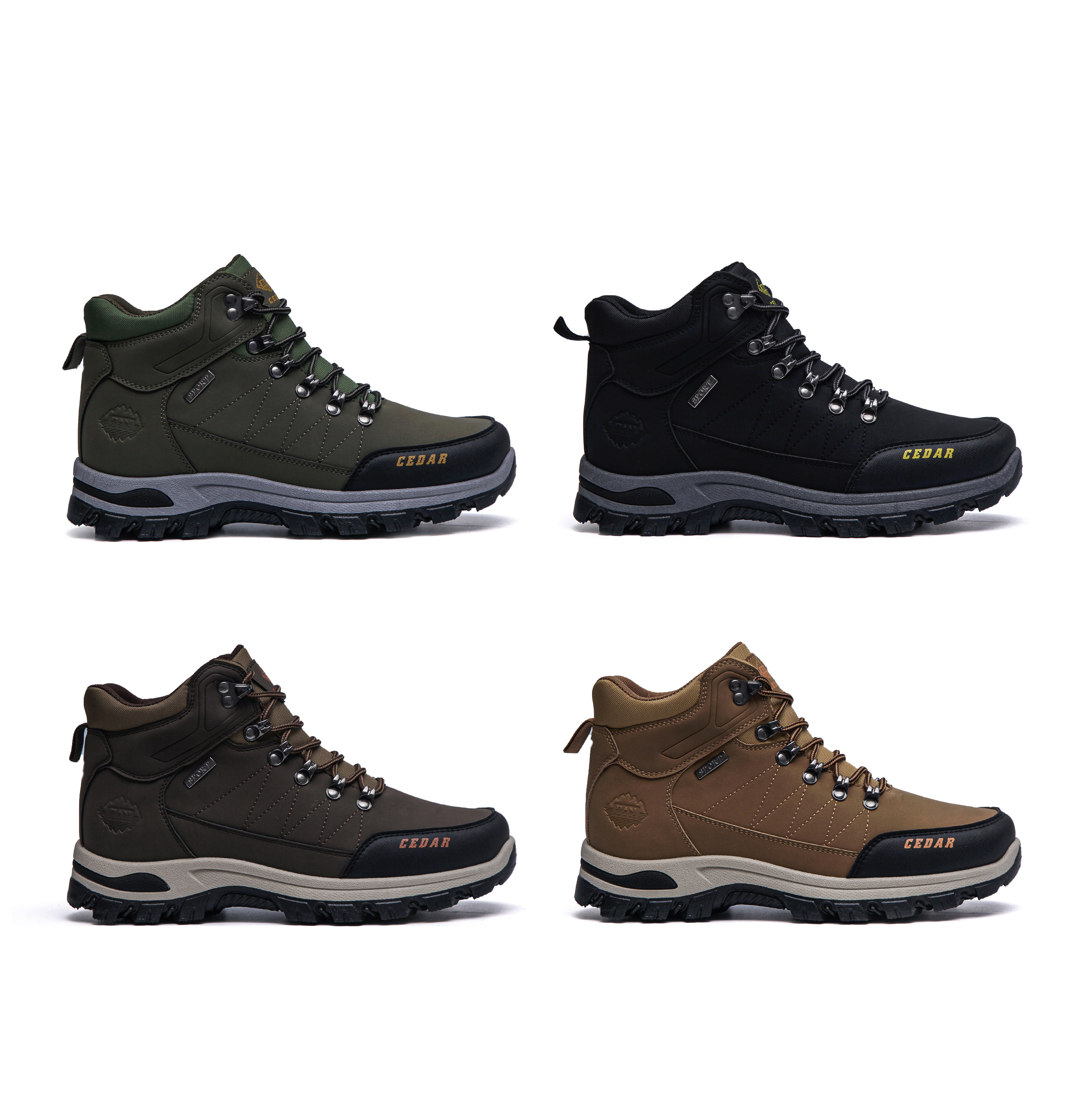 The black warm men's boots are thickened, anti-slip and fleece Item Picture