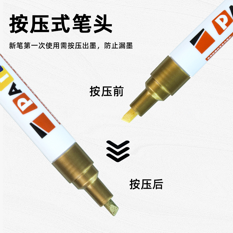 Waterproof, quick-drying, non-fading water-based paint pen, tire graffiti, drawing, outlining, marker pen, construction site metal touch-up pen Application Scenario