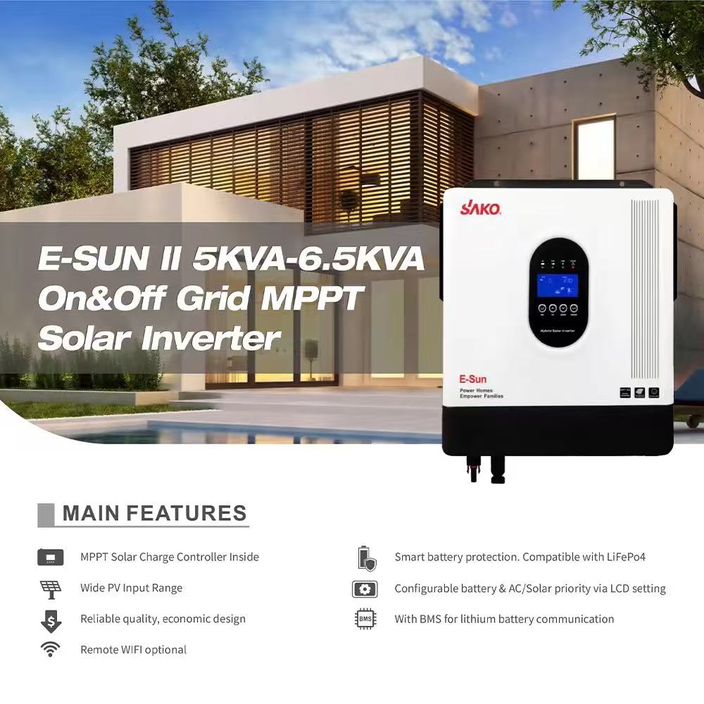 محوّرات الطاقة الشمسية أحادية الطور من طراز SAKO E-SUN 5K 6.5 K/48V mPPT