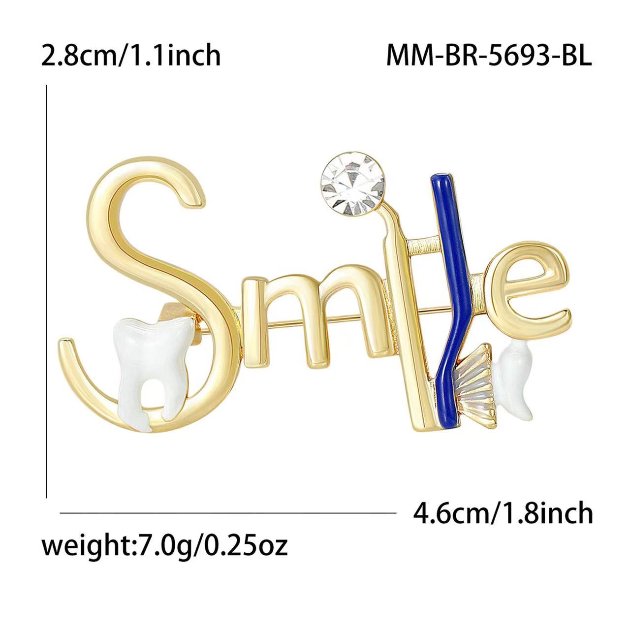 Smile letter brooch, decorated with a bar oil drip emblem, pin, tassel and chain Item Picture