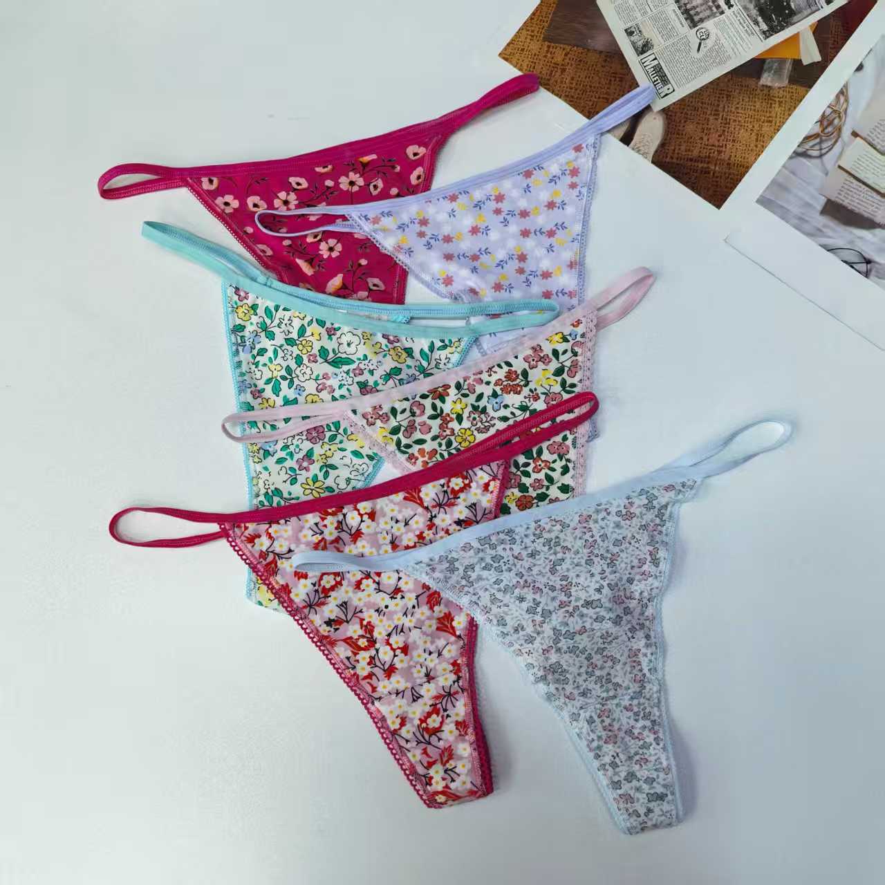 1620# Spicy Girl Print Thong Women's Pure Desire Sexy Sweet Underwear Women's Fashionable Comfortable Thin Belt Waist Underwear QNI Specification drawing