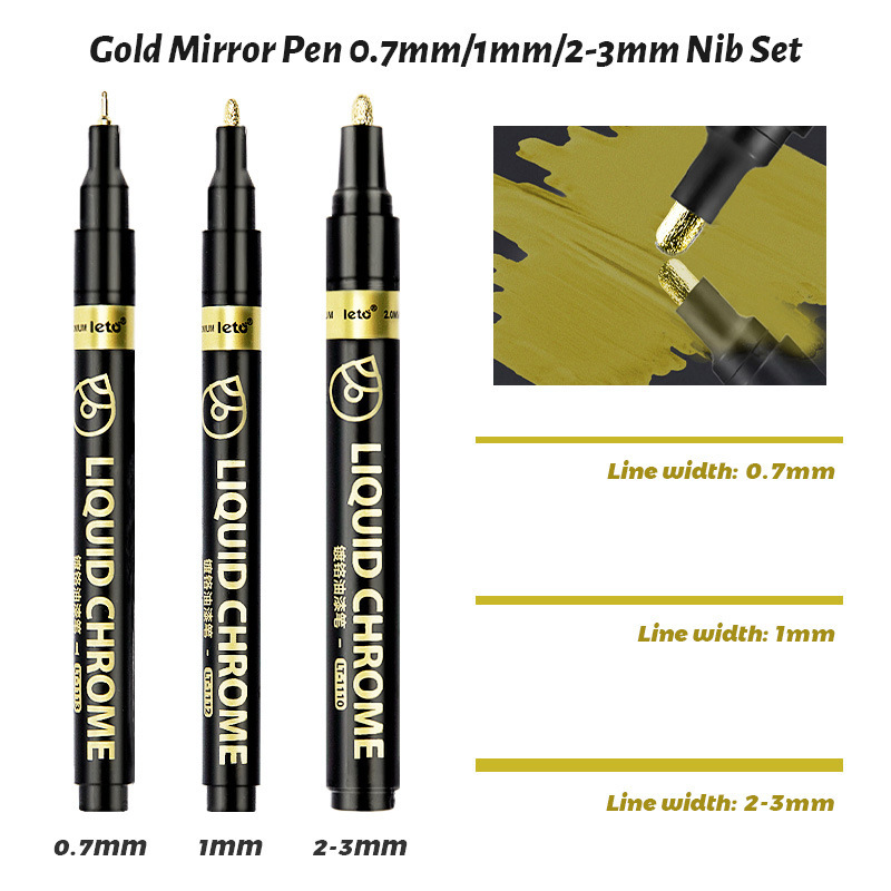Cross-border electroplated mirror paint pen, marker pen, metal chrome-plated pen, waterproof touch-up paint, model repair, coloring, hand-drawn pen details Picture