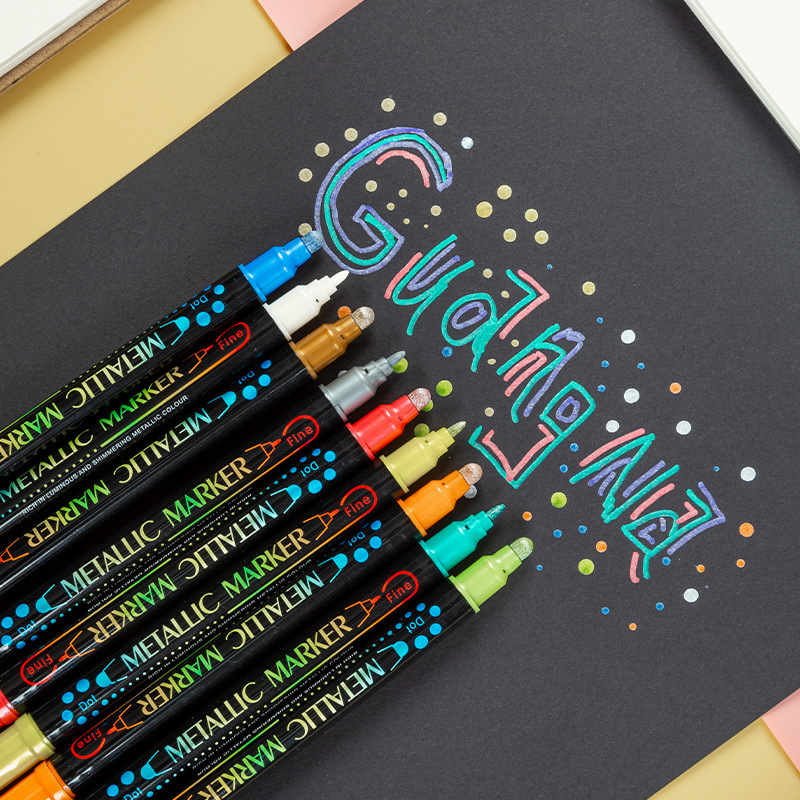 Guangna 6300 Double-headed water-based paint metal marker Pen 36-color set Ceramic hand-drawn Graffiti painting marker pen Specification image