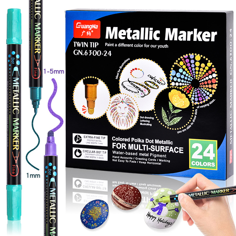 Guangna 6300 Double-headed water-based paint metal marker Pen 36-color set Ceramic hand-drawn Graffiti painting marker pen