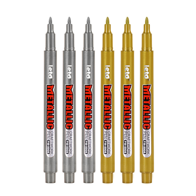 Metal pen, gold and silver craft marker pen, high-gloss waterproof pen, high appearance level water-based paint pen, drawing signature pen Item Picture