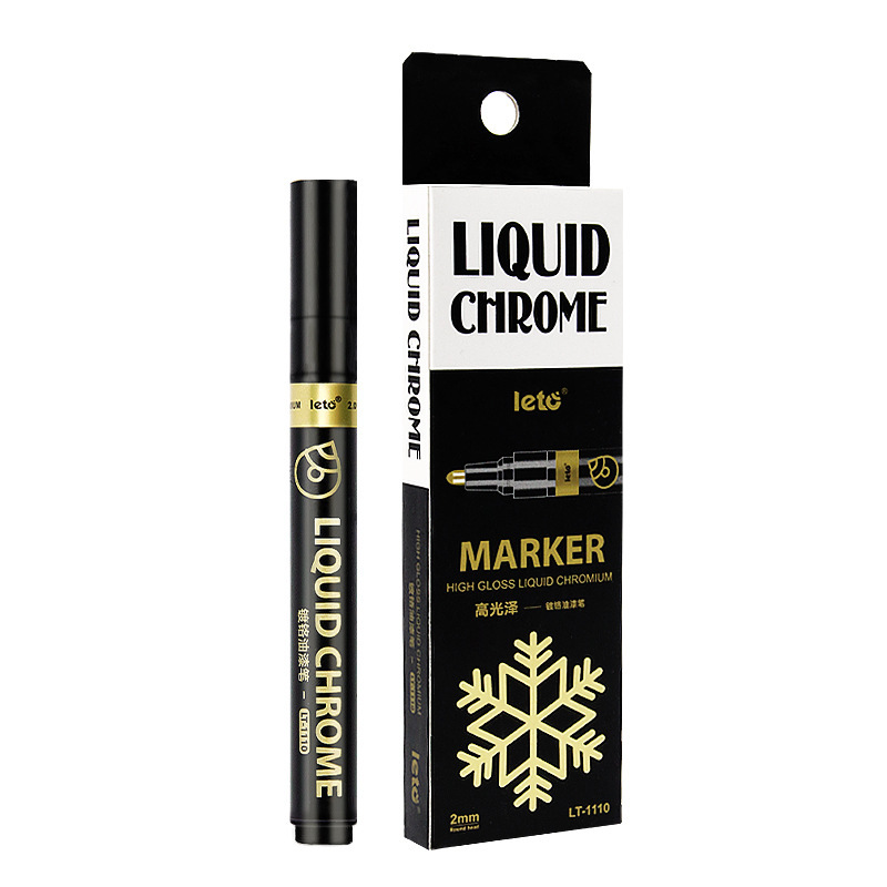Cross-border electroplated mirror paint pen, marker pen, metal chrome-plated pen, waterproof touch-up paint, model repair, coloring, hand-drawn pen Item Picture