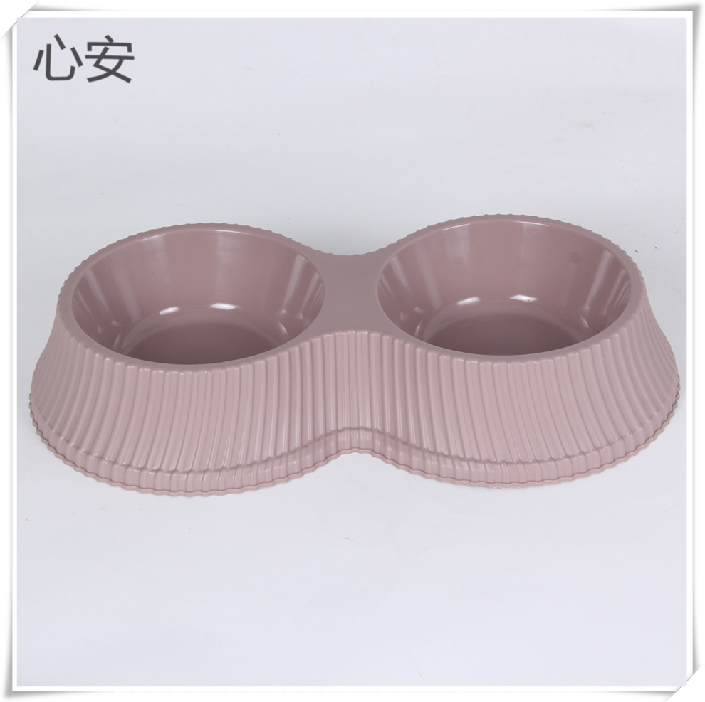 Vertical pattern multi-color pet bowl, simple double bowl, dog and cat cervical protection bowl, water bowl, food bowl, tableware Item Picture