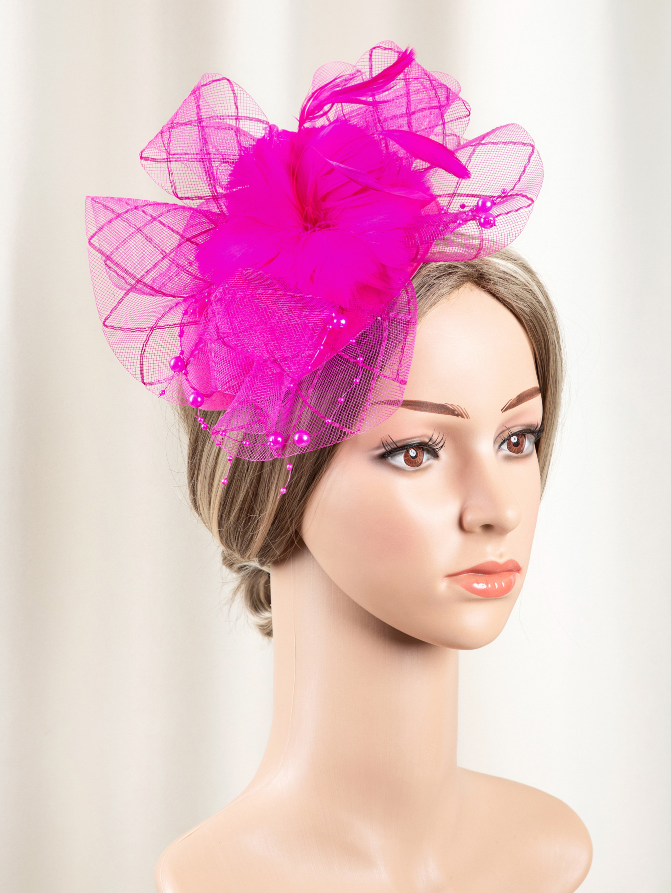 1 piece of handmade floral feather accessory for ladies, party birthday, horse race, wedding, Christmas, Halloween hat, church hat, Derby hat. 123356598 Specification image