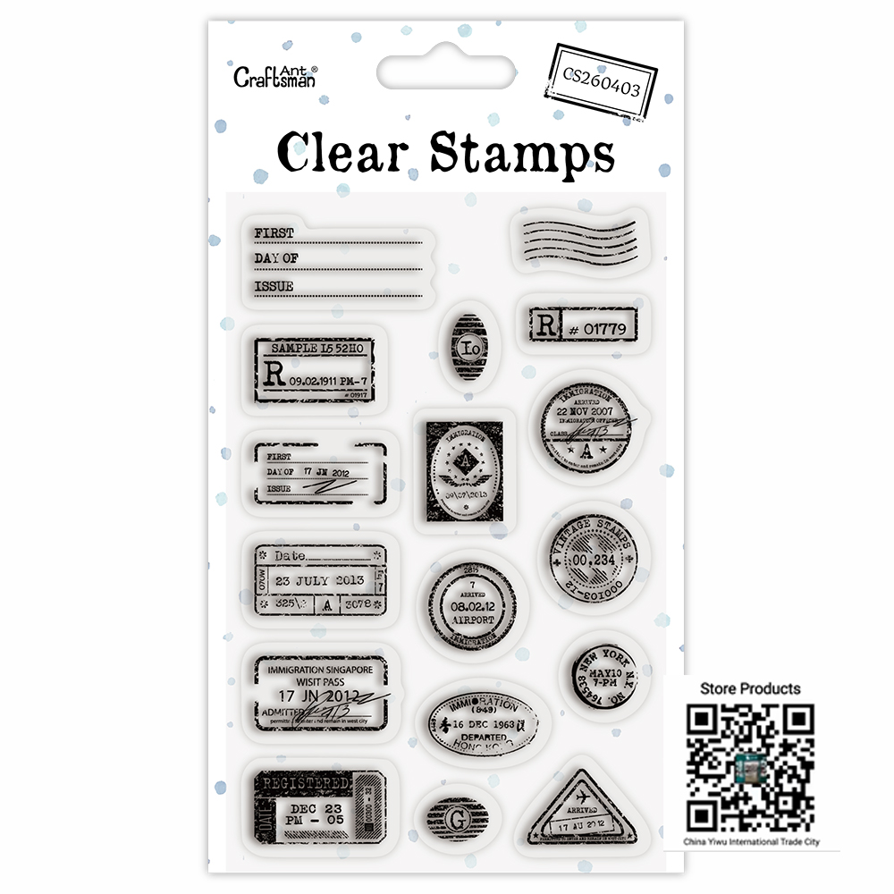 Vintage Travel Passport Postmark Clear Stamps, Retro Silicone Stamps for Journaling Scrapbooking Card Making CS260403 full figure