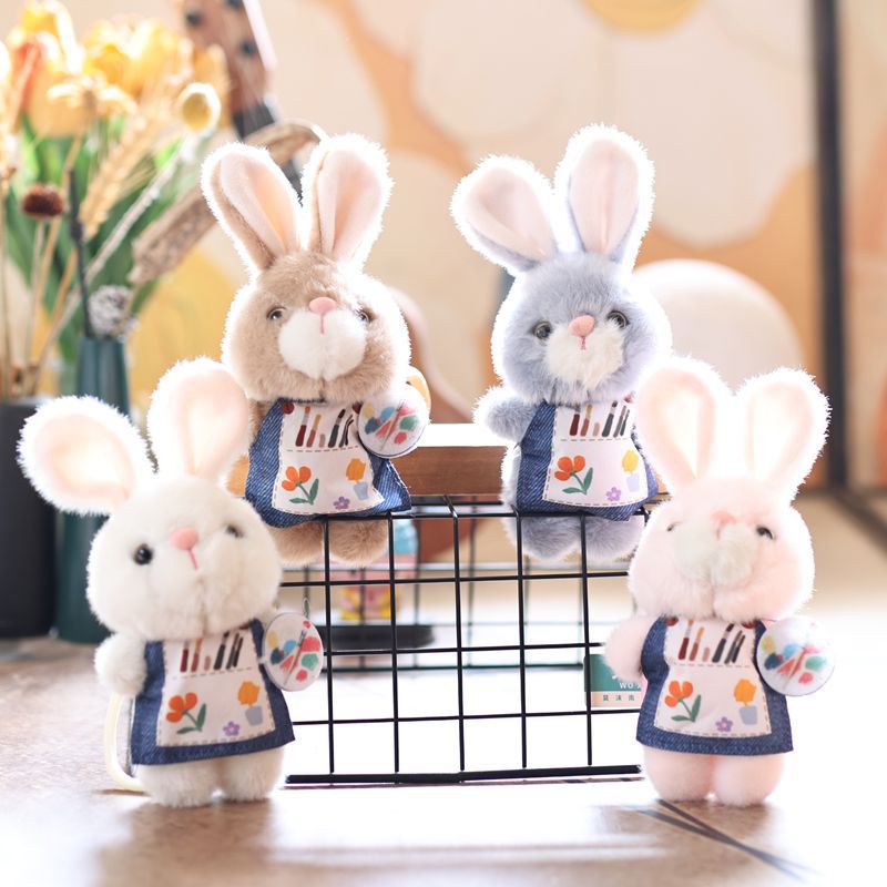 Painter Xiaomengtu's creative 4-inch plush pendant, claw machine doll, key pendant, car schoolbag hanging decoration, gift, cartoon transformation keychain, dress-up doll pendant, plush toy, cute wholesale