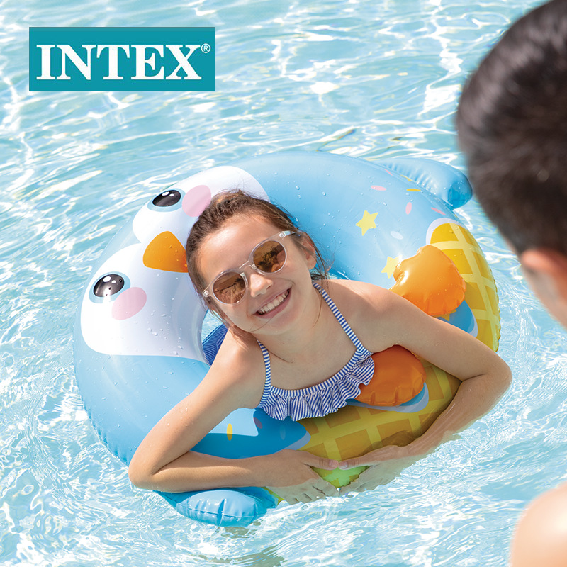 Wholesale of INTEX59266 children's cartoon animal-shaped swimming rings, baby armpit rings, safety pvc water play float rings Specification image