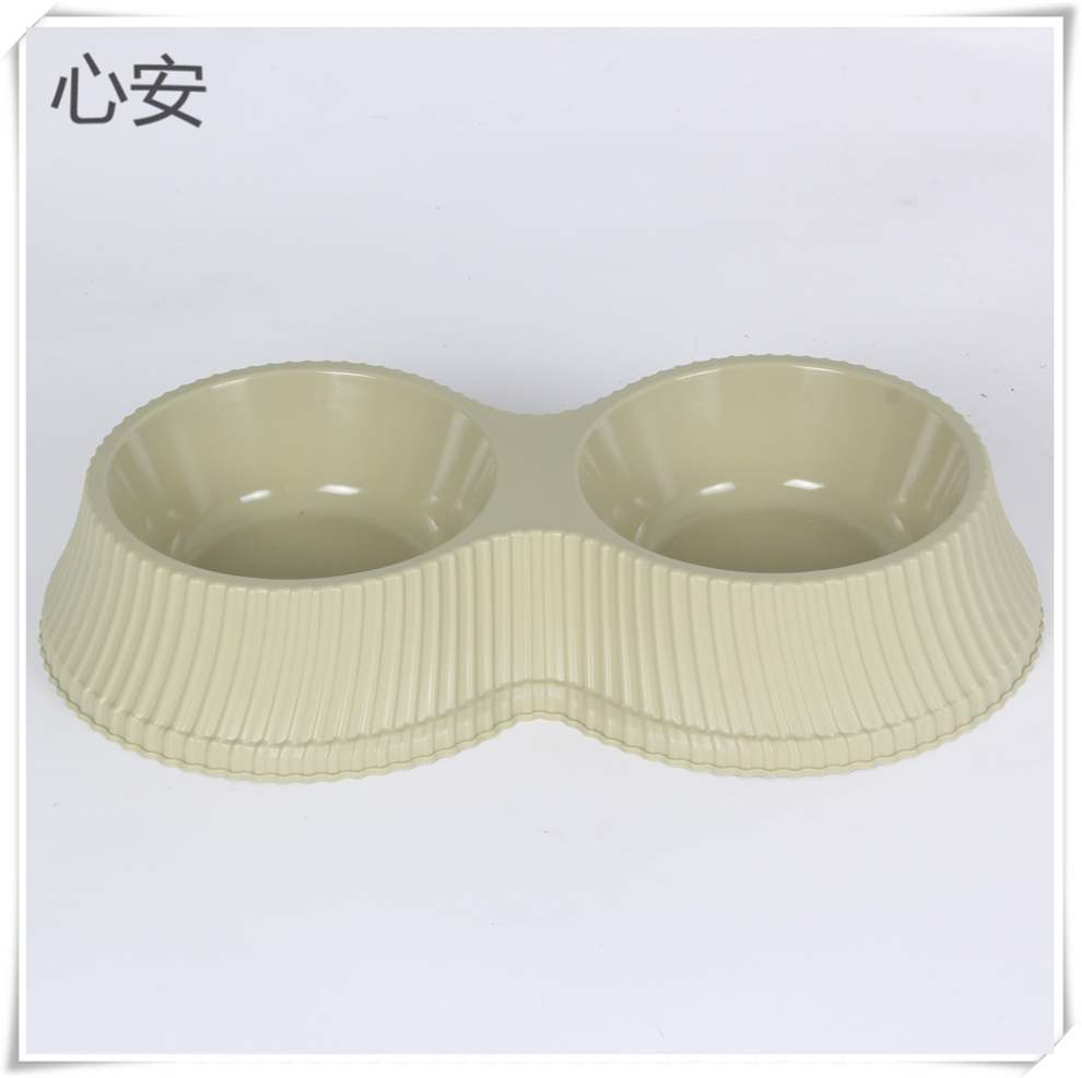 Vertical pattern multi-color pet bowl, simple double bowl, dog and cat cervical protection bowl, water bowl, food bowl, tableware details Picture