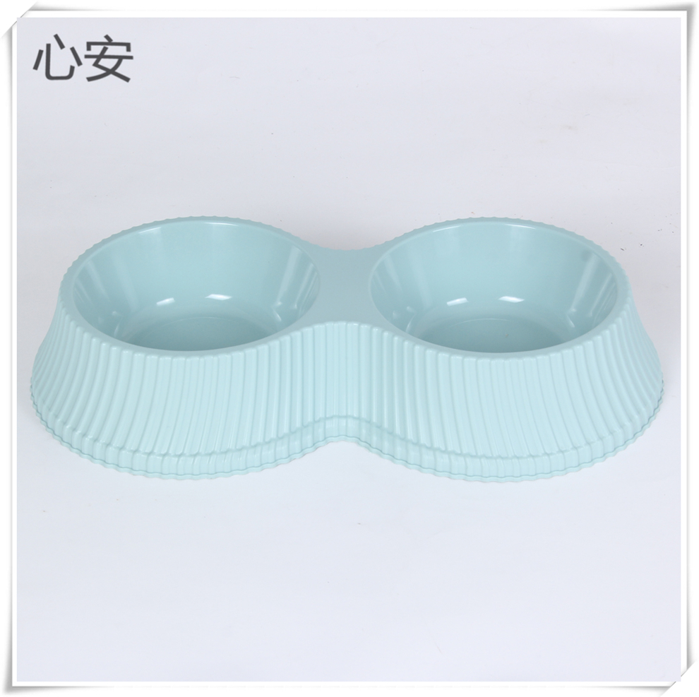 Vertical pattern multi-color pet bowl, simple double bowl, dog and cat cervical protection bowl, water bowl, food bowl, tableware Specification drawing
