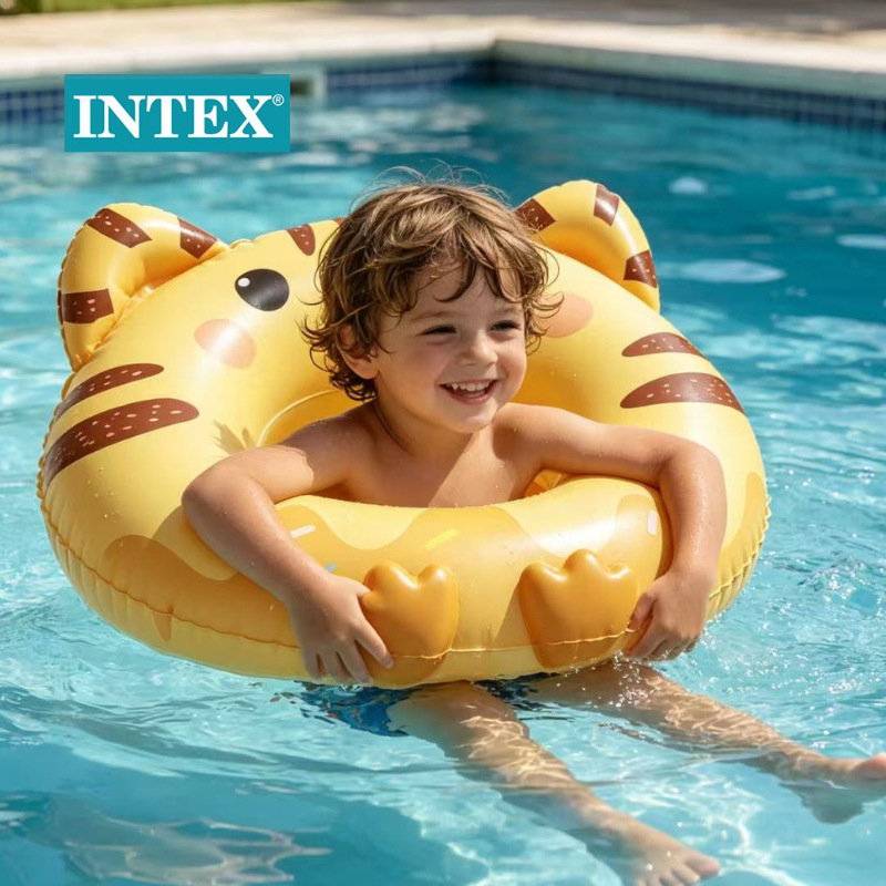 Wholesale of INTEX59266 children's cartoon animal-shaped swimming rings, baby armpit rings, safety pvc water play float rings details Picture