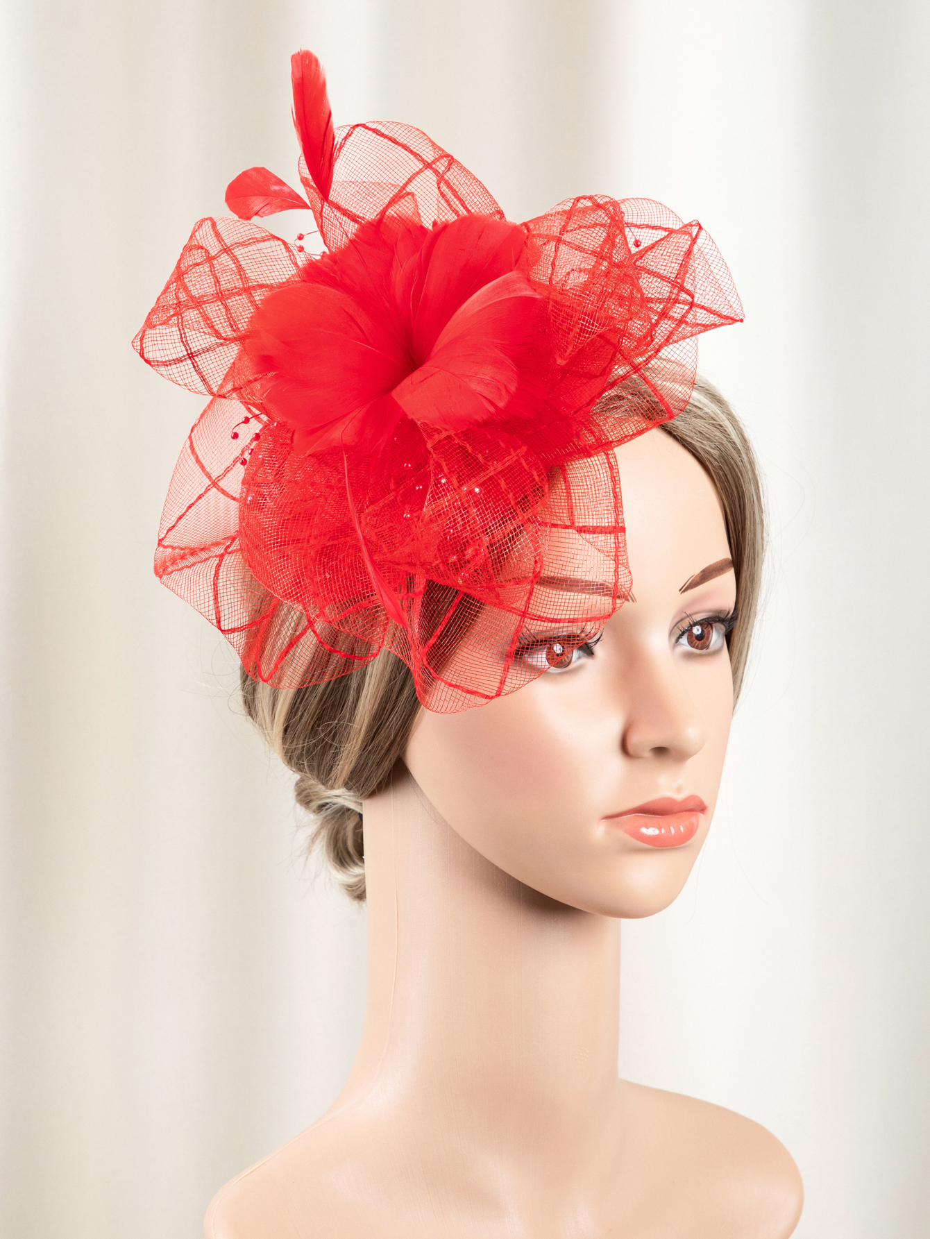 1 piece of handmade floral feather accessory for ladies, party birthday, horse race, wedding, Christmas, Halloween hat, church hat, Derby hat. 123356598 Item Picture