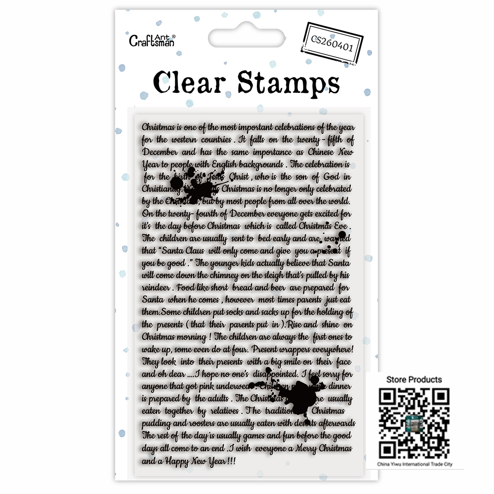 Christmas English Paragraph Clear Stamp, Vintage Text Silicone Stamp for Holiday Journaling Scrapbooking Card Making CS260401 full figure