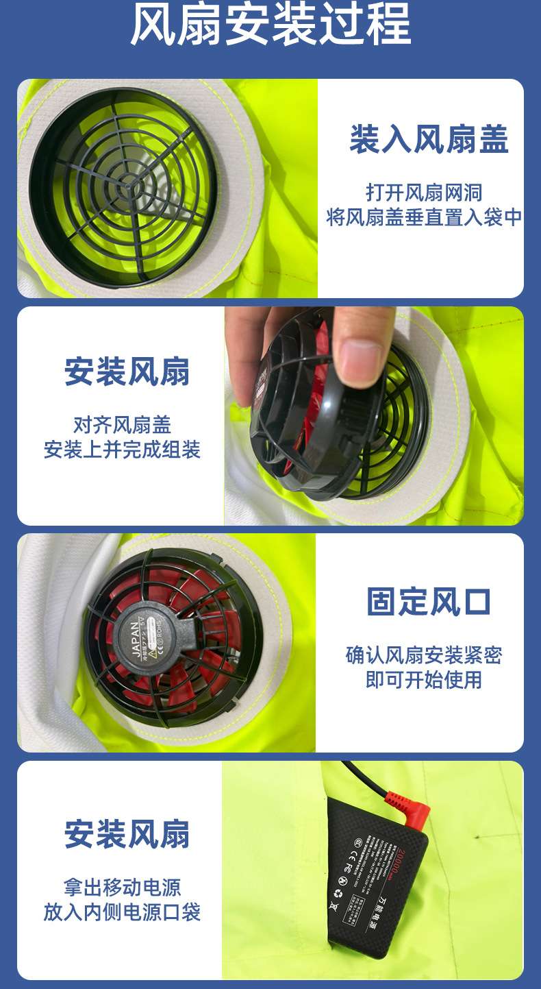 空调衣服降温工作服带风扇反光安全背心荧光绿工地施工工装男详情图12