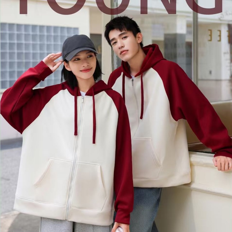 LLFZ-W003 Korean cotton straight striped hoodie, thick hat, zipper shirt with shoulder straps, unisplendour