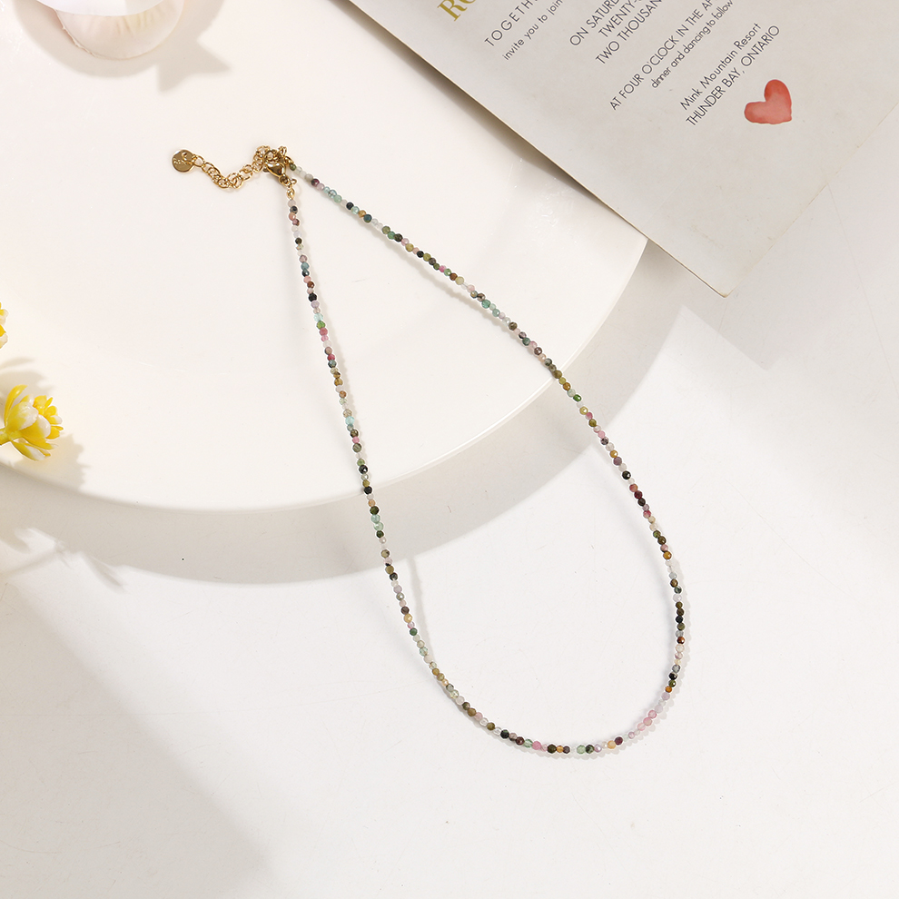 Natural crystal necklace, small particle natural stone neck chain, clasp chain, layering magic necklace pic 8