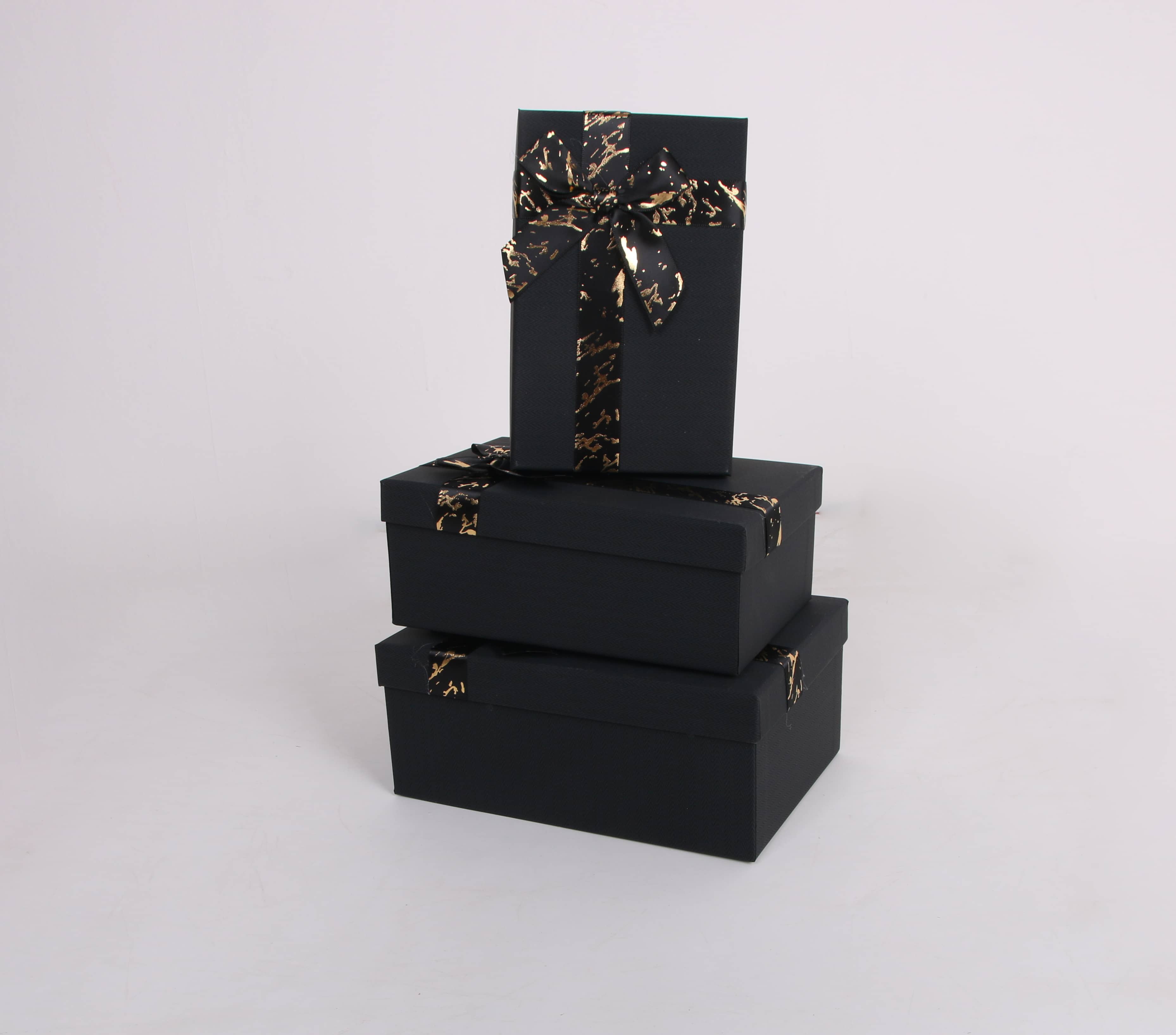 3404# Rectangular three-piece set, gilded stone pattern ribbon Gift box, souvenir, festival gift packaging box, exquisite gift box, special paper gift box, factory direct sales Specification image