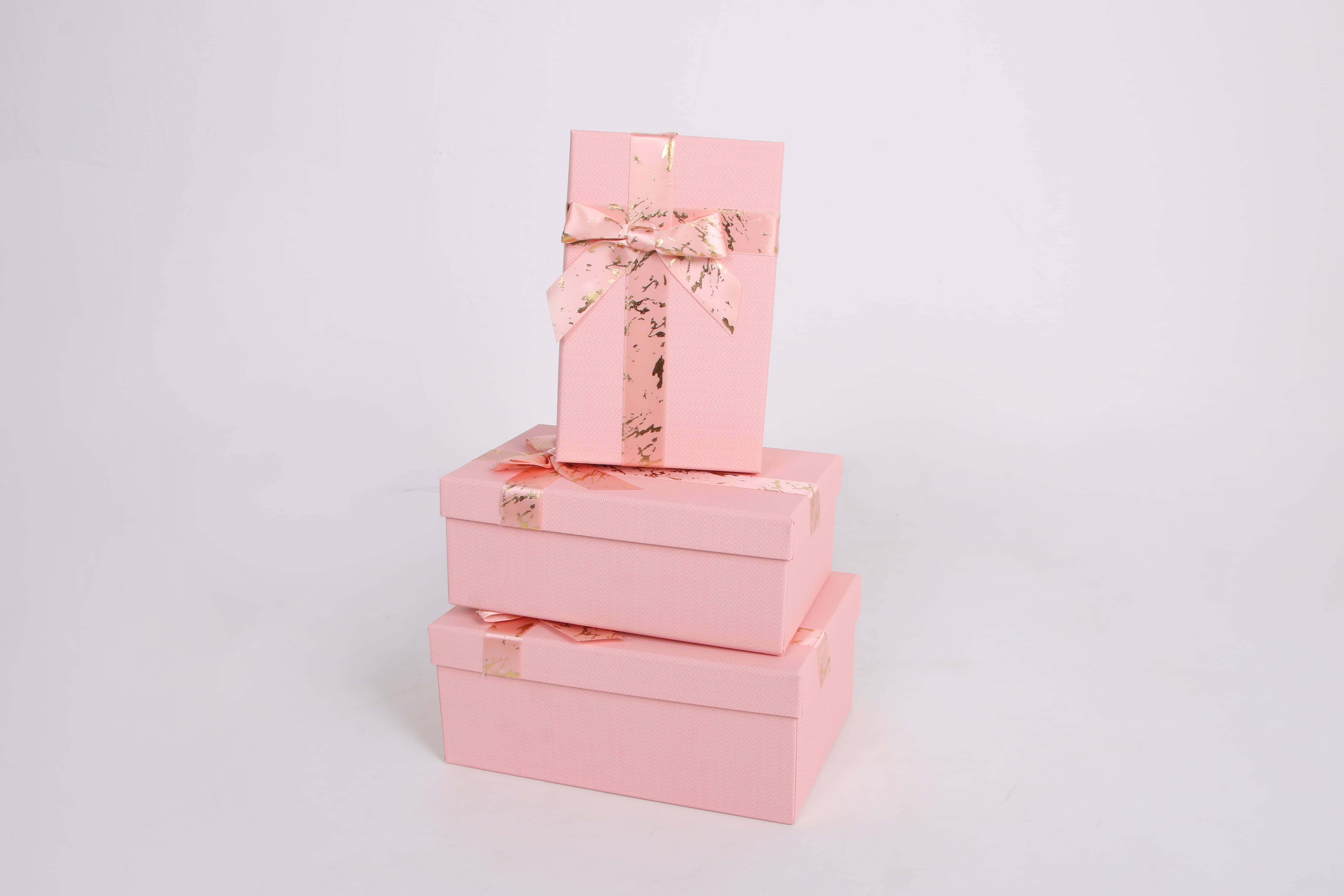 3404# Rectangular three-piece set, gilded stone pattern ribbon Gift box, souvenir, festival gift packaging box, exquisite gift box, special paper gift box, factory direct sales details Picture