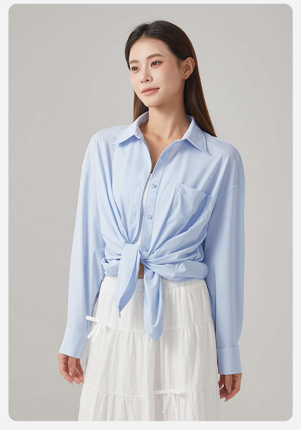 Lady Bonizi's loose, fashionable and casual women's shirts Application Scenario