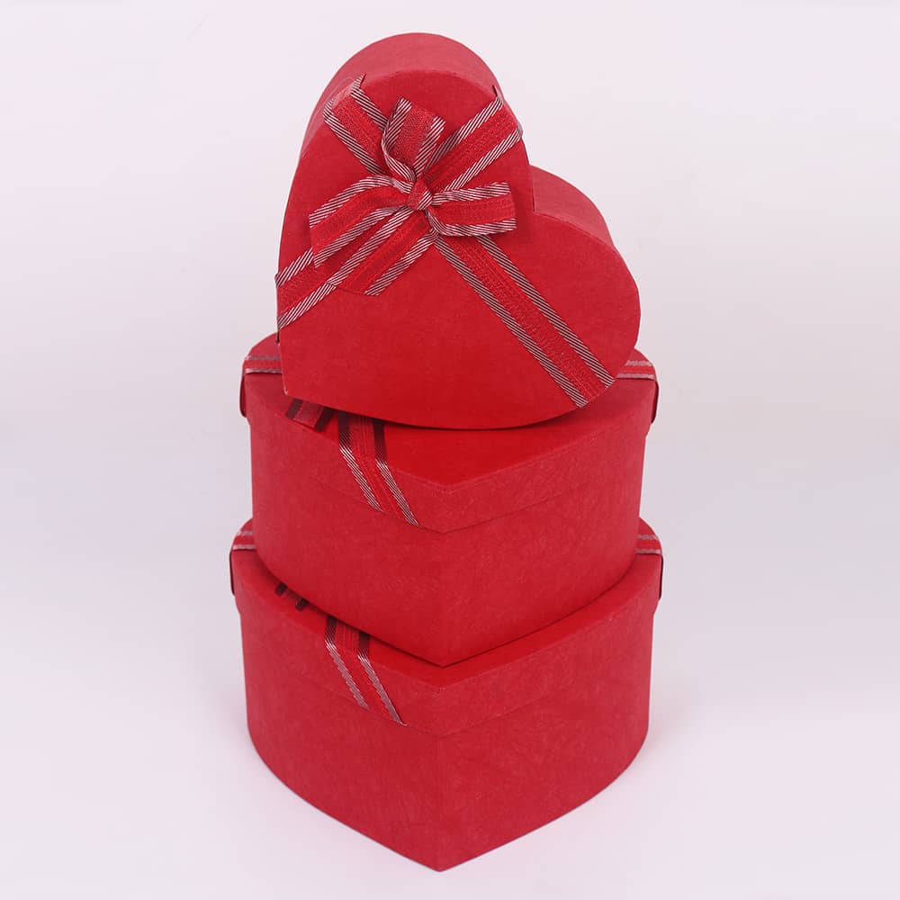 3407# Heart-shaped Gift Box, Large Three-piece set, Bow Ribbon Souvenir Box, Holiday Gift Box