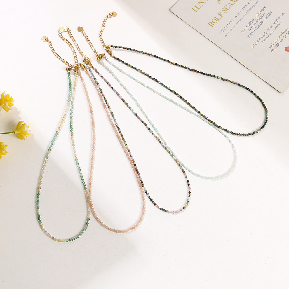Natural crystal necklace, small particle natural stone neck chain, clasp chain, layering magic necklace pic 1