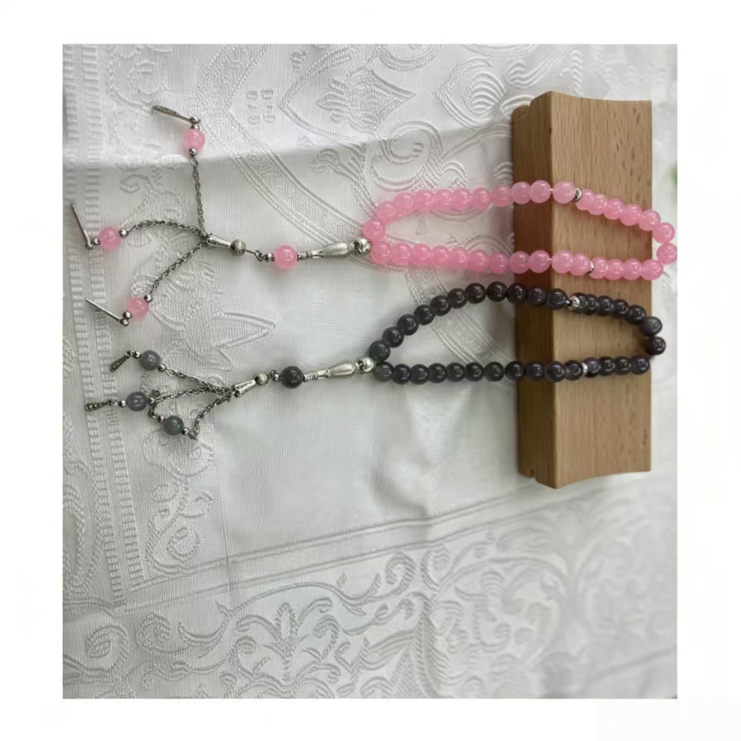 tasbinh pink and black glazed ceramic crystal glass beads, string beads and loose beads can be customized thumbnail