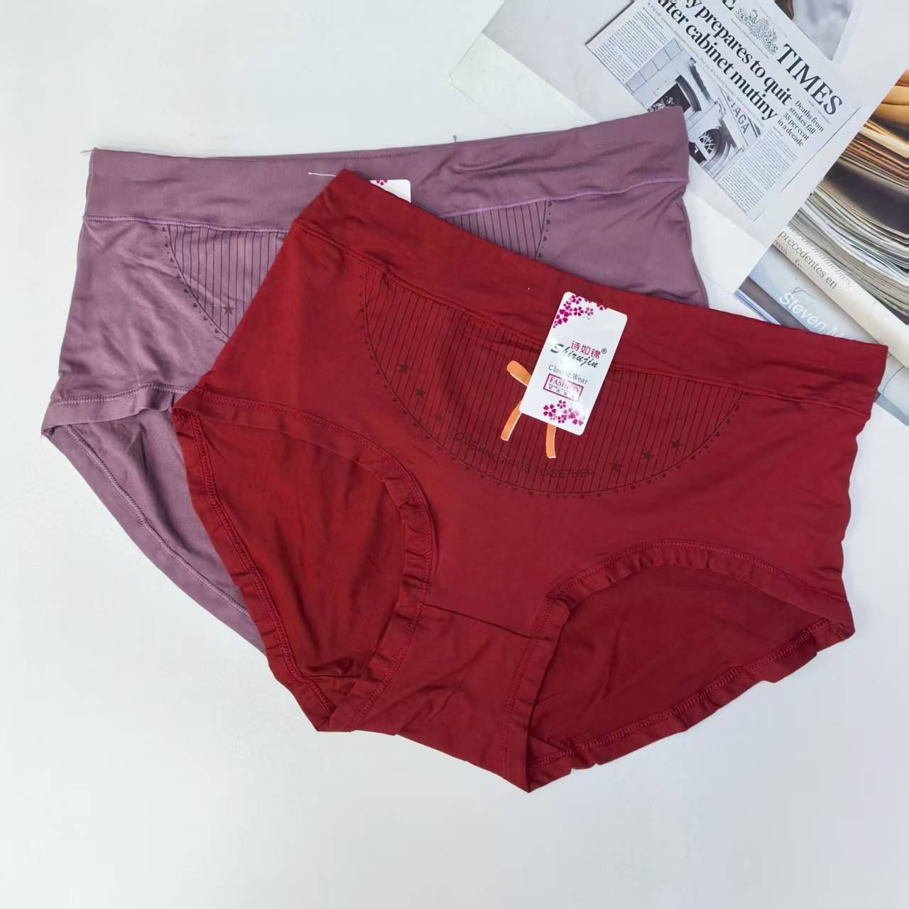 1639# Underwear for export to the Middle East and Africa, women's printed high-waisted underwear, printed fashionable underwear, women's triangle underwear, QNI Specification drawing