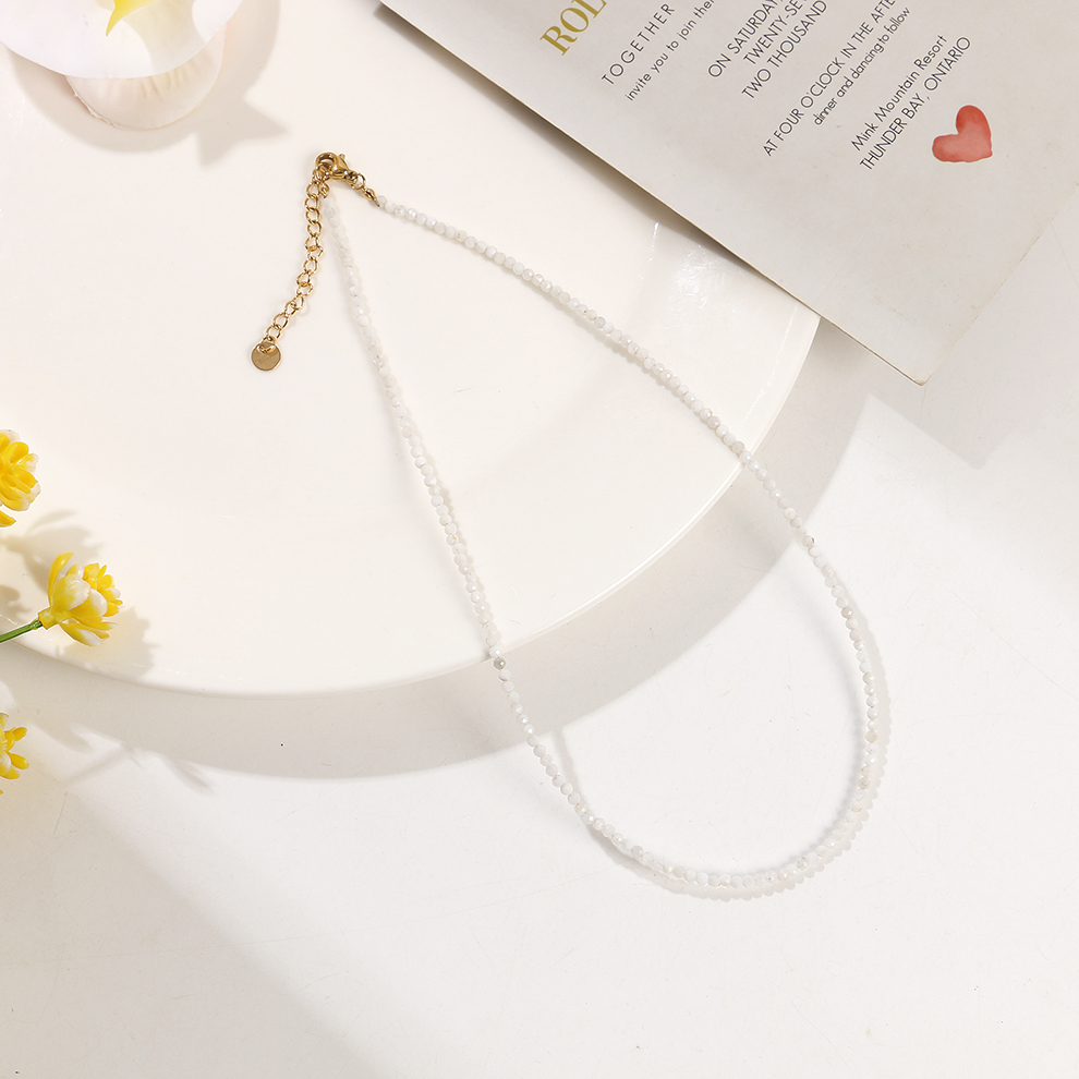 Natural crystal necklace, small particle natural stone neck chain, clasp chain, layering magic necklace pic 6